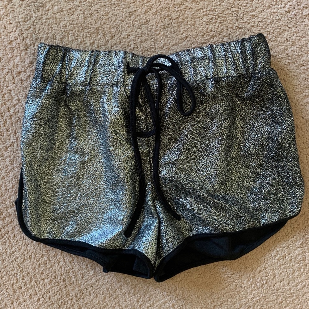 BOOHOO SPARKLY SILVER SHORTS